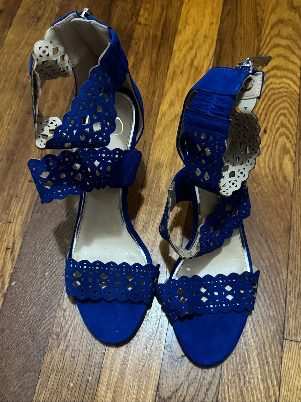 Jessica Simpson Royal Blue Laser-Cut High Heel Sandals